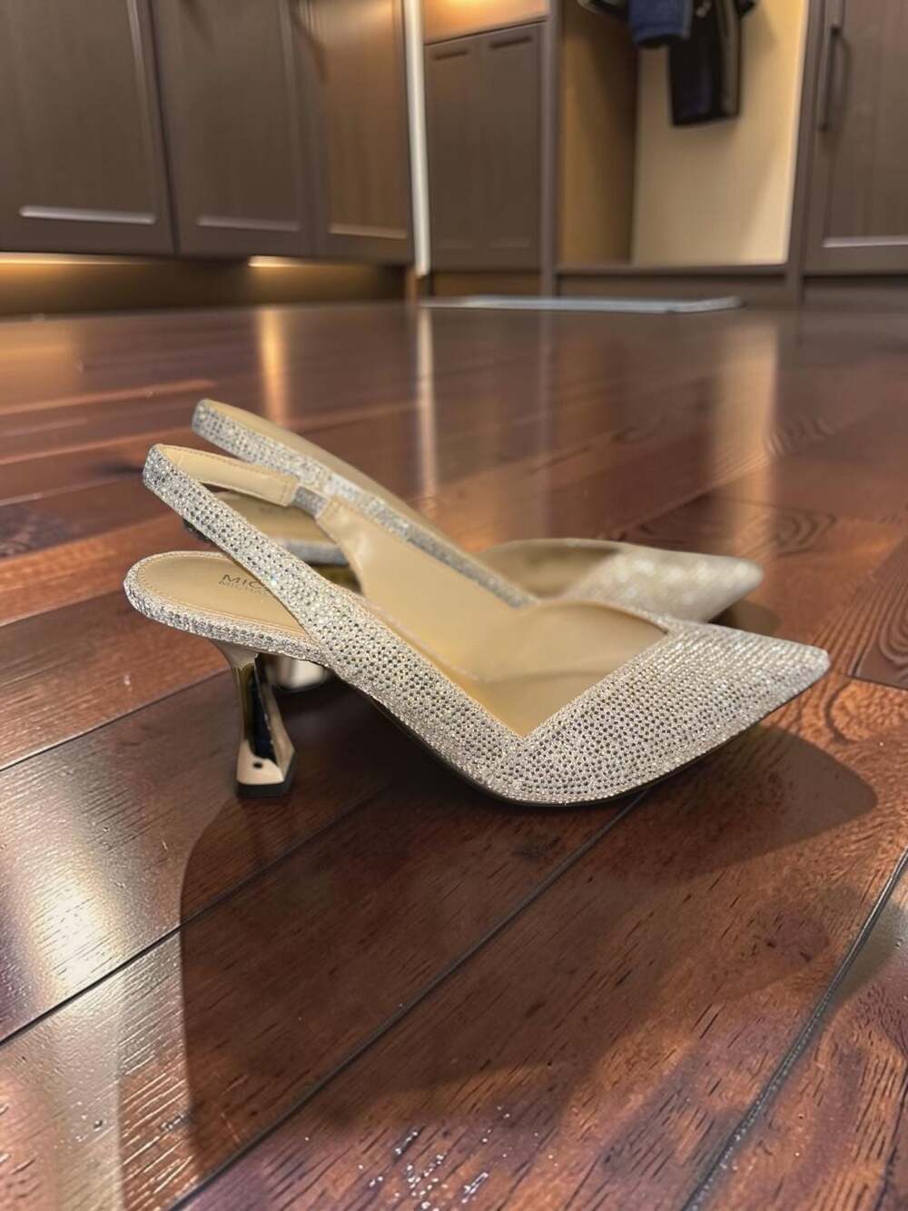 Michael Kors Chelsea Embellished Slingback Kitten Heels